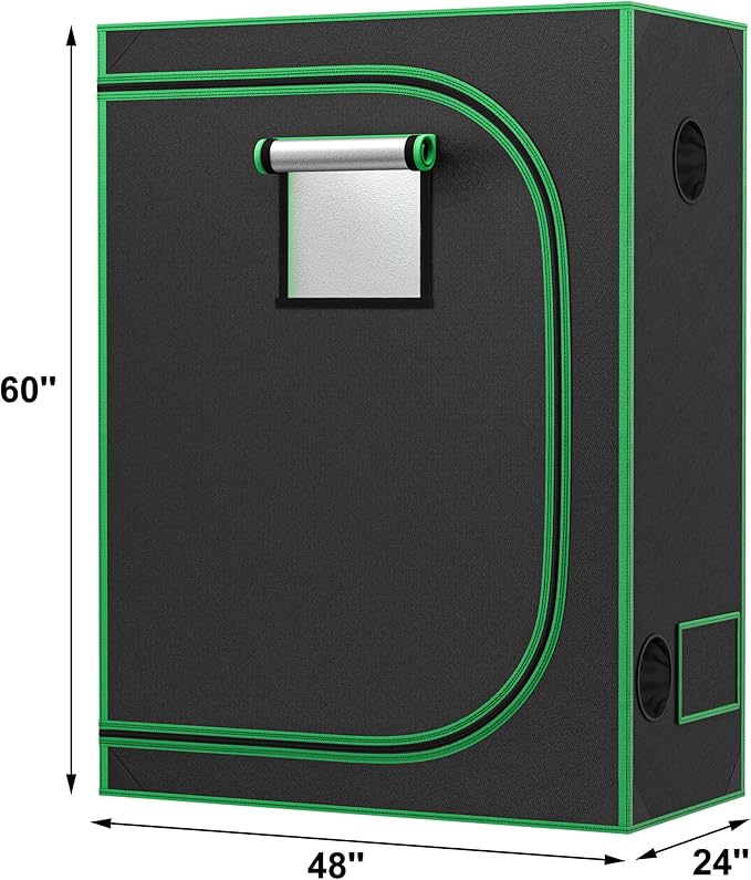 JupiterForce 2x4 Grow Tent with Observation Window and Floor Tray, High Reflective Mylar Hydroponic Grow Tents Indoor Grow Room for Home, Plant Growing, Black, 24"x 48"x 60"