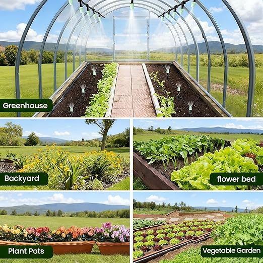 Drip Irrigation System，1/4" Blank Distribution Tubing Watering Hose, DIY Micro Sprinkler Automatic Plant Waterer for Garden, Greenhouse, Raised Bed, Patio & Outdoor Plants （65FT