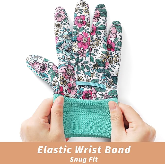 DOFOWORK Gardening Gloves - 4 Pair Garden Gloves for Women, Soft Womens Gardening Gloves Floral Cute Garden Gloves