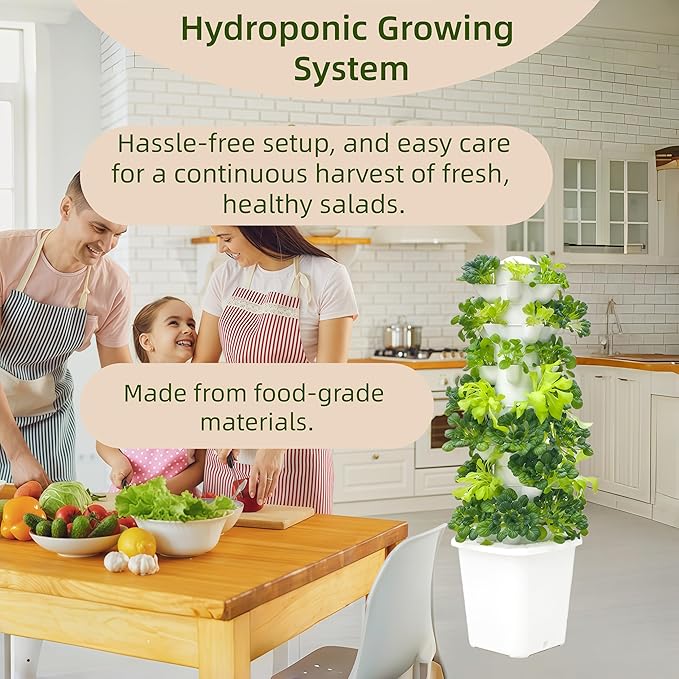 Hydroponic Growing System Kit - Hydroponic Tower Indoor Smart Vertical Garden,Hydroponic Vegetable System,35 Pods, Automatic Timer, Gardening Gift