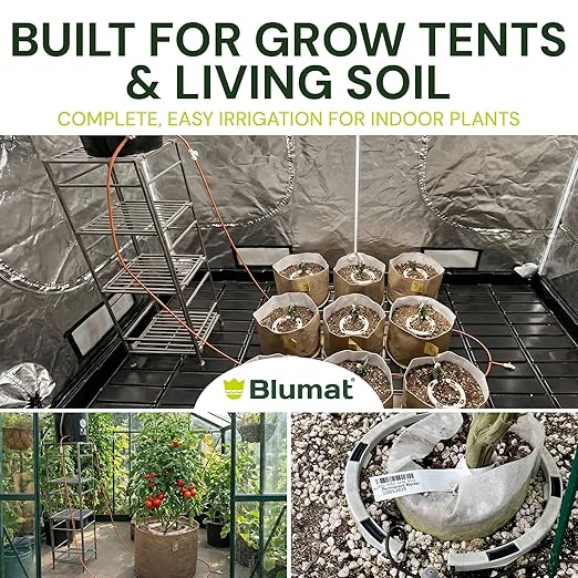 Grow Tent Drip Irrigation System - Blumat Watering Kit for 9 Large Pots (2-7 Gallon) - Automatic Grow Tent Watering System with Efficient Preset Blumat Sensors (Bucket not Included)