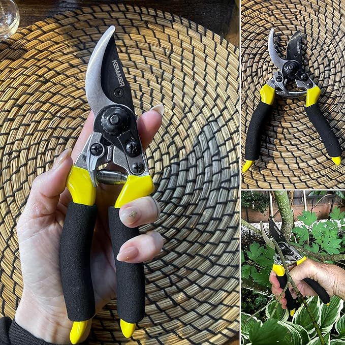 Kemaier Pruning Shears for Gardening, Professional Garden Shears with Non-Slip Ergonomic Handles & Blade Cover, Sharp Garden Clippers for Trimming Branches, Shrubs, and Plants