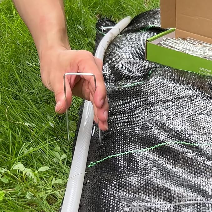 Landscape Staples 6 inch 50 Pack Galvanized Garden Stakes, 12 Gauge Heavy Duty Garden Pins for Fences, Lawns, Weed Barriers and Landscape Fabrics, Irrigation Hose,Yard Lawn, Landscape Fabric.