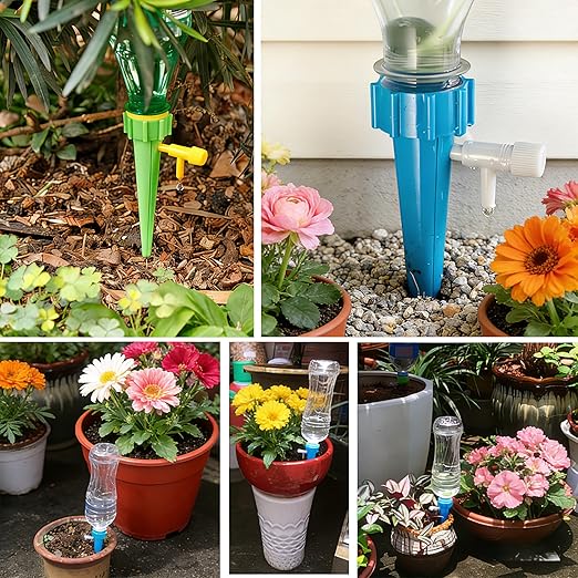 10 Pack Self Watering Spikes for Plant Drip Irrigation System with Adjustable Valve Automatic Waterer for Indoor & Outdoor Pots Self Watering Planter Insert Alternative to Watering Globes