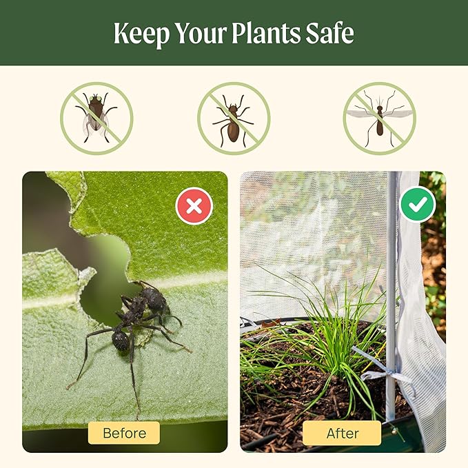 Vego garden 2.0' x 5.0' (4 in 1) Cover Netting System, 35% Shading Rate for Plant Protection, Pest Control Frame Cover Kit, Durable & Heavy-Duty Garden Cover (Garden Beds Not Included)