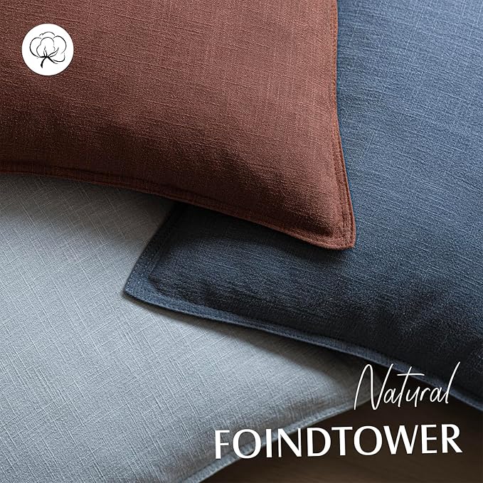 Foindtower Pack of 2, Decorative Linen Soild Throw Pillow Covers Soft Accent Euro Cushion Case Boho Farmhouse Pillowcase for Chair Couch Sofa Bedroom Living Room Home Decor 16 x 16 Inch Rust Red