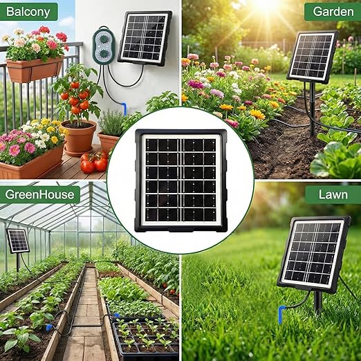 50FT Solar Automatic Drip Irrigation Kit System, Smart Self-Watering System with USB Charging for Outdoor Indoor Use, 2200mAh Automatic Watering System Supports 15 Pots for Garden, Balcony & Patio