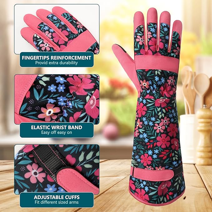 Gardening Gloves for Women Long Sleeve Garden Gloves Ladies Light Protective Gloves for Yard & Outdoor Work