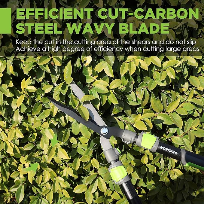 WORKPRO Extendable Hedge Shears, 25"-33" Manual Hedge Clippers, Professional Bush Cutter, Gardening Pruners Scissors, Hedge Trimmers, Shears Gardening Tools for Pruning Borders & Shrubs