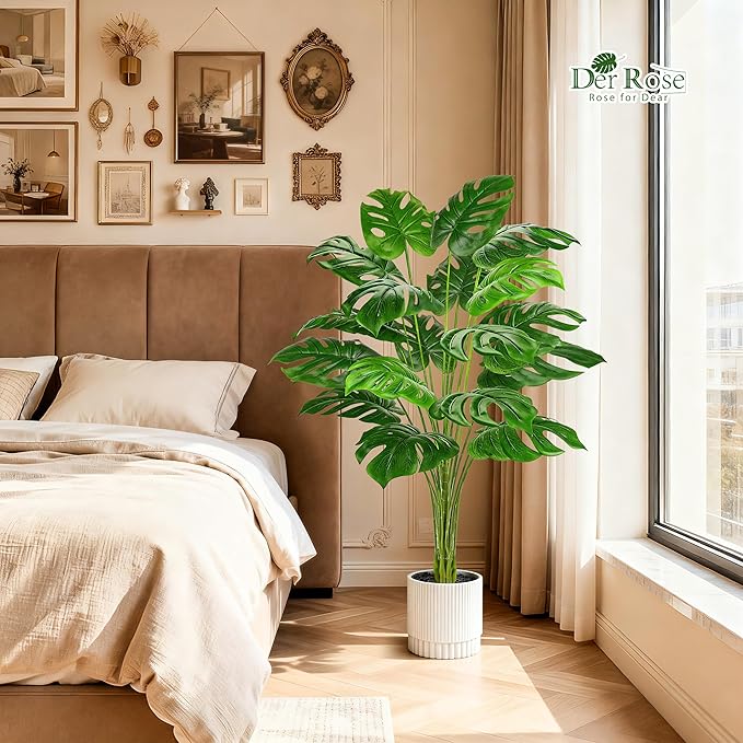 Der Rose 44" Tall Fake Monstera Tree Artificial Faux Plant for Home Living Room Porch Balcony Indoor Outdoor Decor