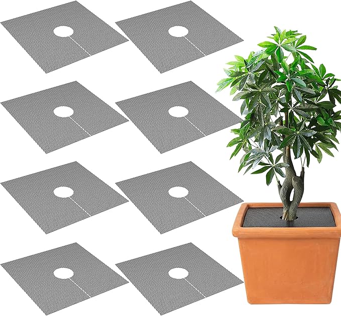 Adnee 8 Pcs 11.8 Inch Plant Pot Grids, Cuttable Plant Pot Soil Covers Protectors from Animals, Indoor Square Planter Pots Soil Guard for Outdoor Garden Plants Protection