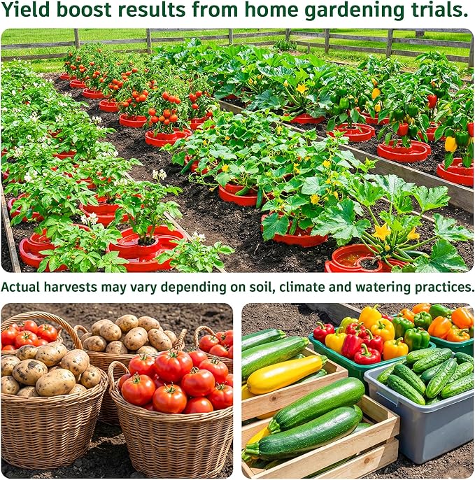 8 Sets Tomato Watering Ring, Aqua-Direct Red Tomato Halo for Vegetable Direct Root Irrigation, Cuts Runoff, Promotes Vigorous Plant Growth | Rapid-Stake Mount
