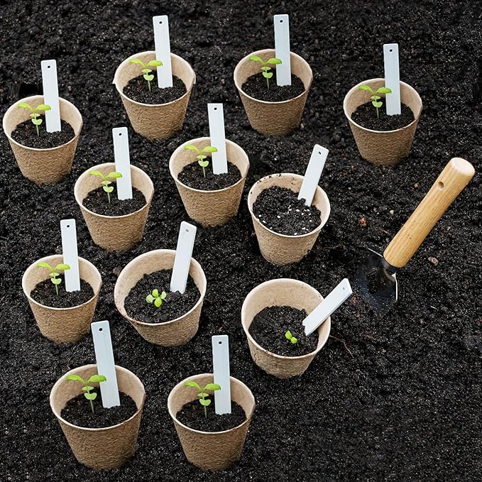 Napia Peat Pots Seed Starter - 45 Pack 3.15 inch Biodegradable Seed Starter Pots Peat Pots for Seedlings with 30pcs Plant Labels, Seedling Pots Starter Pots for Planting Seeds with Drainage Holes