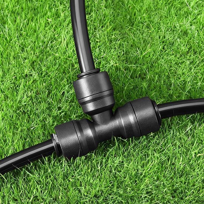 20 Pack 1/4" Quick Connect Fittings Tee Connectors,1/4 Inch Irrigation Tubing Fittings Anti-Drop Push to Connect Fittings Locked Tee for 1/4 Inch Drip Irrigation Tubing Garden Irrigation System