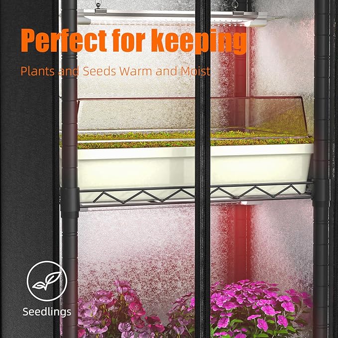 Indoor Greenhouse with Grow Light, 5 Tier 15.7" L×11.8" W×62.3" H growtent with Lights, with 48W Full Spectrum Growing Lamps，Metal Indoor Plant Enclosure for Seed Starting