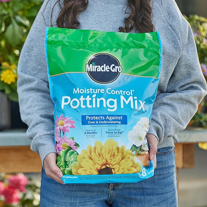 Miracle-Gro Moisture Control Potting Mix - Plant Soil For Container Plants, Protects against Over- and Under-Watering, 8 qt. (2-Pack)