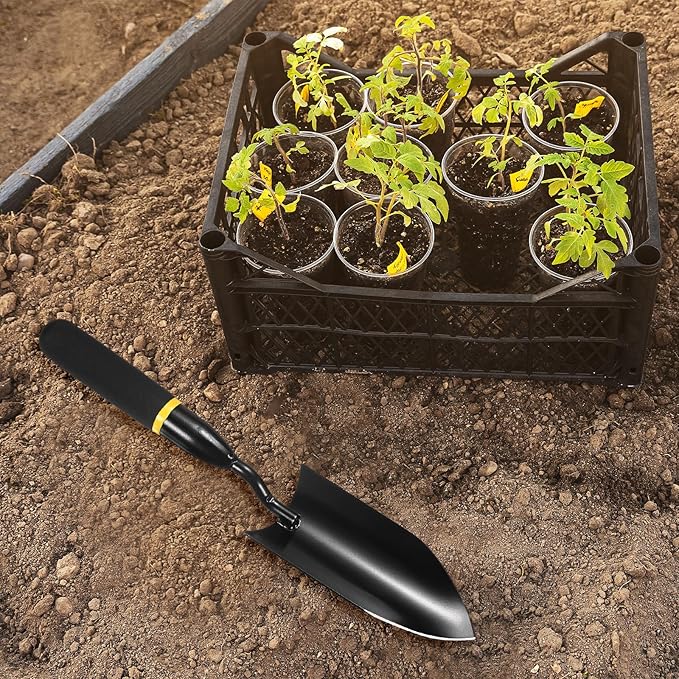 M METERXITY Gardening Trowel, 12 Inch Manganese Steel Garden Hand Shovel with Rubber Handle, Trowel Garden Tool for Farmer Soil Planting Digging Transplanting