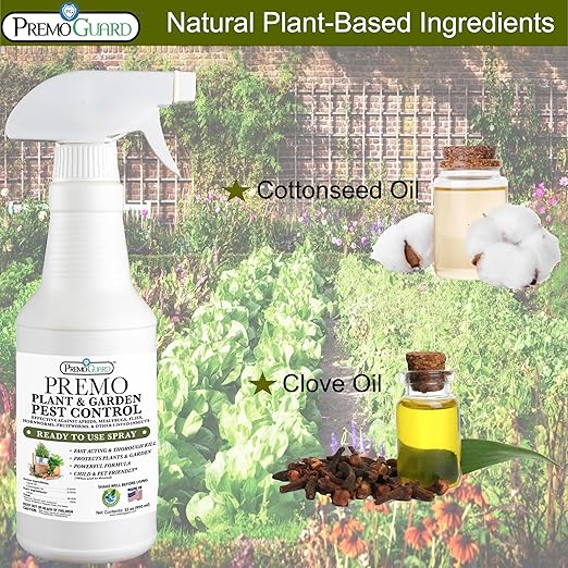 Plant & Garden Pest Control by Premo Guard - 32 oz - Insect & Disease Control for Organic Gardening - Effective Natural Plant Based Formula for Inside & Outside Plants