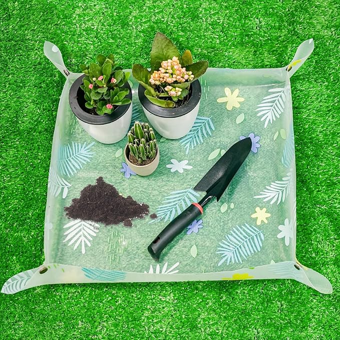 Herda Plant Repotting Mat Waterproof Potting Mat for Indoor Plants Gardening Potting Tray Soil Mat Indoor Plant Accessories Garden Gifts for Plants Lovers (Clear, 24" x 23")