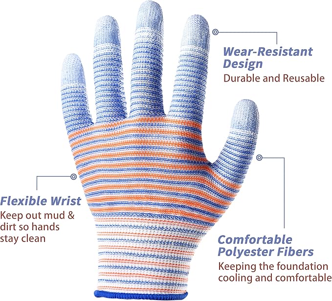 Gardening Gloves for Women - Breathable Rubber Garden Gloves, Outdoor Protective Working Gloves (12 Pairs)