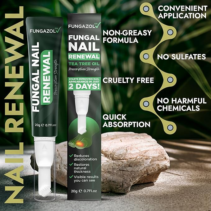 Nail Fungus Treatment for Toenail & Fingernails | Antifungal Nail Treatment with Tea Tree Oil | Fast-Acting, No-Touch Applicator | Restores Thickness & Discoloration | Results in 2 Days | 20g
