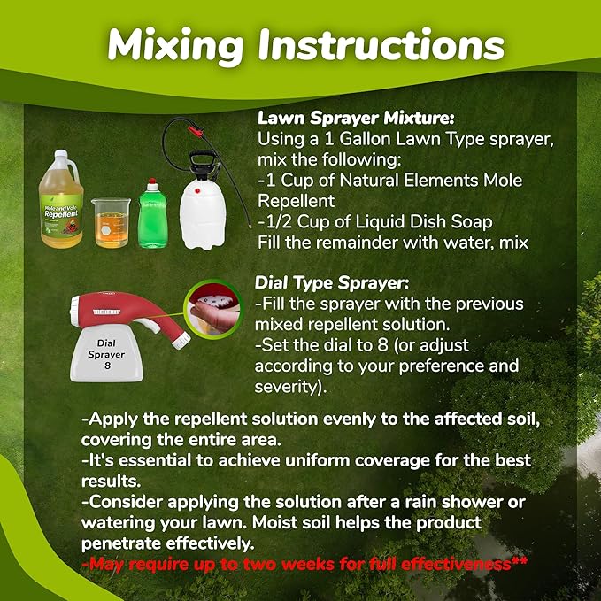 Natural Elements Mole and Vole Repellent | 100% Castor Oil | Pet Safe and Non Toxic (4 Gallons)