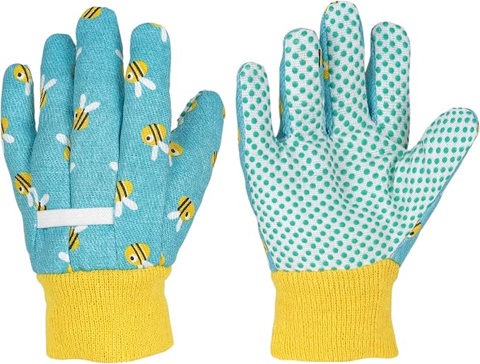 PROMEDIX P Kids Garden Gloves 3-6 Years Old Children Gardening Gloves, 2- Pair Pack，Blue