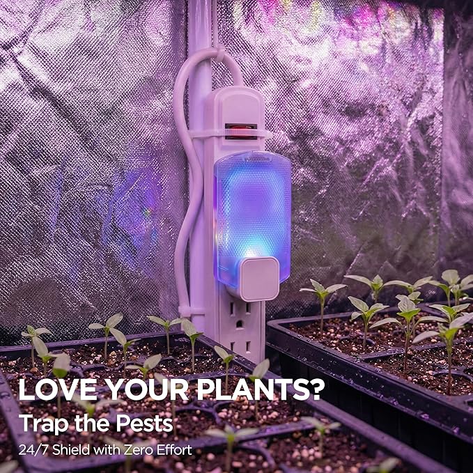 Fruit Fly Traps for Indoors(1 Device+5 Refills) for Fruit Flies, Gnats, Flying Insects, Moths, Bugs, Fungus, 3-in-1 UV/Blue/Yellow Light Plug-in Gnat Traps, No-Mess Bug Zapper, 7 * 24hrs Pest Control