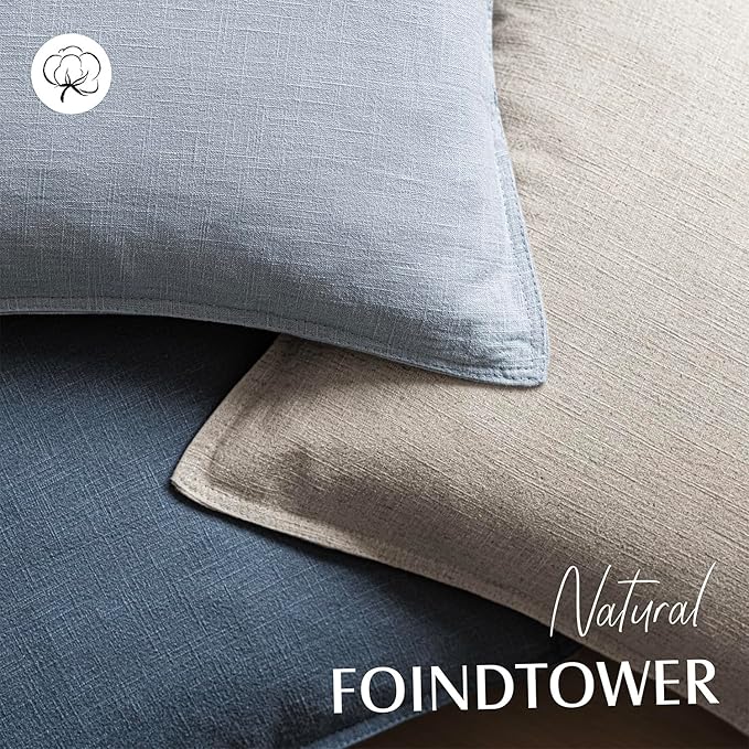 Foindtower Pack of 2, Decorative Linen Soild Throw Pillow Covers Soft Accent Euro Cushion Case Boho Farmhouse Pillowcase for Chair Couch Sofa Bedroom Living Room Home Decor 18 x 18 Inch Sky Blue