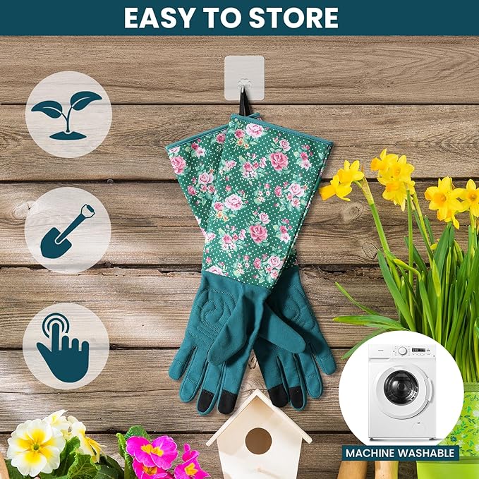 Trifabricy Gardening Gloves for Women, Breathable Leather Garden Gloves with Grip, Thorn-Proof Puncture-Resistant Work Gloves