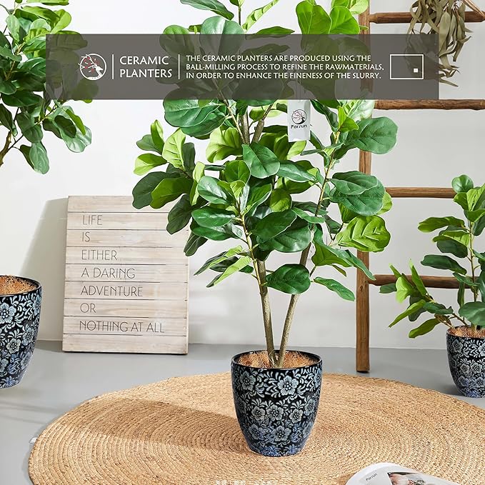 10 inch Plant Pot，Ceramic Plant pots，Ceramic Planter for Indoor Plants Outdoor,Mid-Century Modern Home Decor, Modern Flower Pot, Large Plant Pot with Drainage Hole