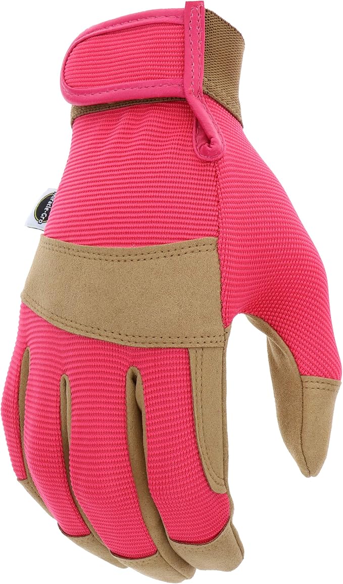 Miracle-Gro MG86205 General Utility Gloves – [Medium/Large], Synthetic Leather Padded Palm Gloves, Spandex Back, Adjustable Hook and Loop Wrist, 1 Count (Pack of 1)