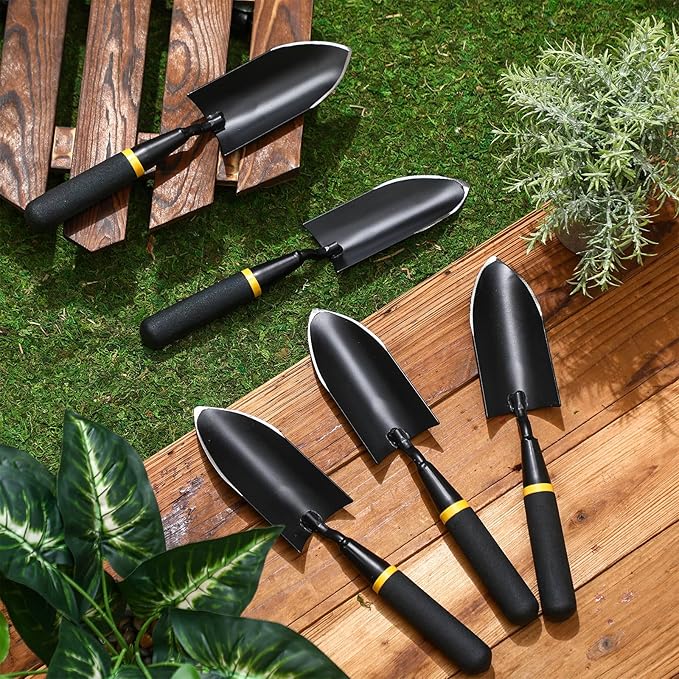 20 Pcs Garden Hand Trowel Heavy Duty Carbon Steel Garden Shovels Tools with Resin Rubberized Handle for Camping, Digging, Soil Planting, Transplanting, Lawn Yard Farm (Narrow Trowels)