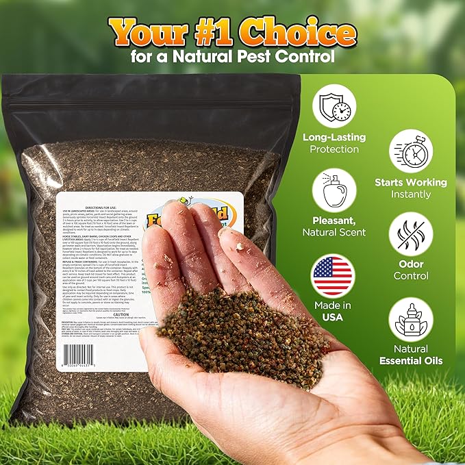 ForceField Natural Mosquito Yard Treatment - Repellent Granules for Backyard Mosquito Control | Pet Safe, DEET-Free Outdoor Control | Long-Lasting Barrier for Lawns, Patios, & Barns 8 LB