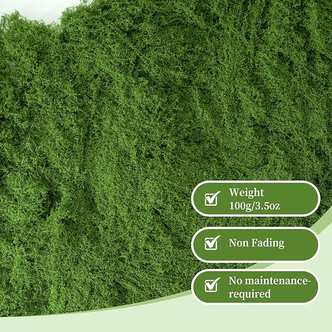 Fake Green Moss for Potted Plants,Artificial Moss for Crafts Indoor,DIY Table Decorating Fairy Garden Accessories Wedding Party Floral Decor Outdoor (Light Green 5.3oz)