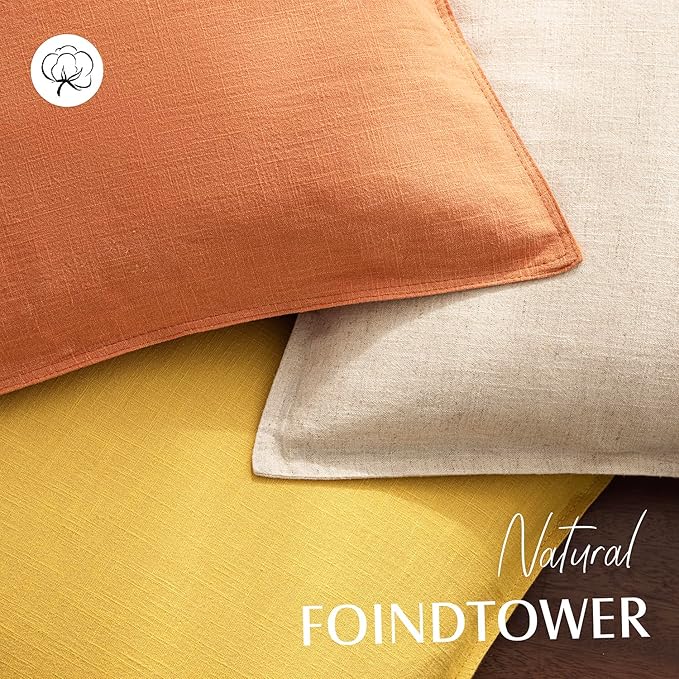 Foindtower Pack of 2, Decorative Linen Soild Throw Pillow Covers Soft Accent Lumbar Cushion Case Boho Farmhouse Pillowcase for Chair Couch Sofa Bedroom Living Room Home Decor 12 x 20 Inch Dusty Orange
