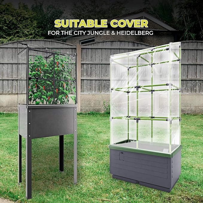 BioGreen Cover for Raised Garden Bed City Jungle & Heidelberg | Transparent Design | Incl. 2 Zippers | Protection from Cool Nights | Easy to Assemble
