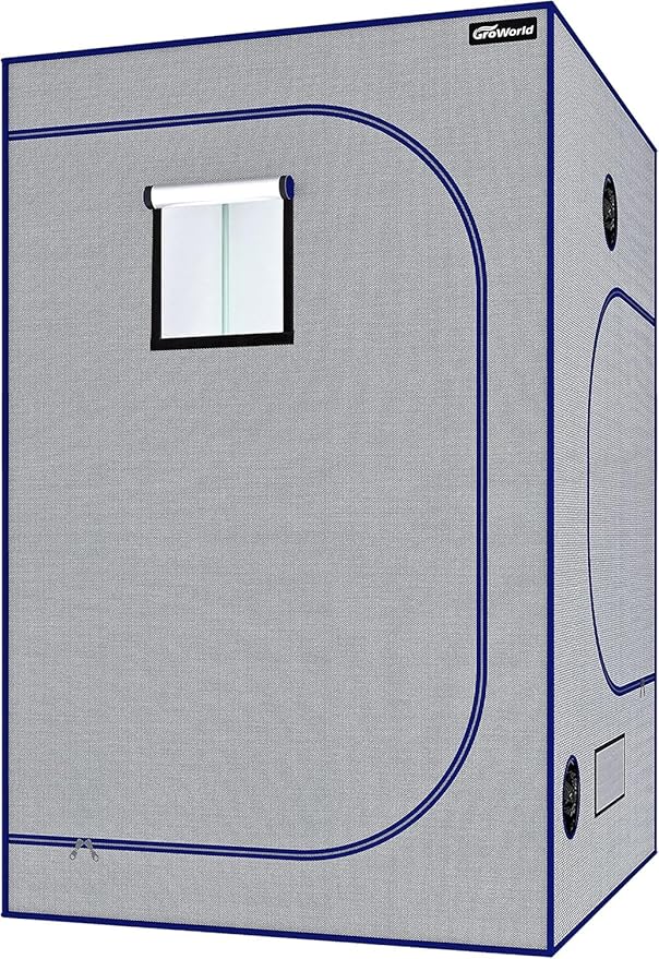 Mylar Grow Tent Kit 5x5x6.7 Ft, 600D Oxford Cloth with 19mm Metal Poles, Waterproof Removable Tray, Tool-Free Assembly for Indoor Hydroponic Plant Growing (Gray 60"x60"x80")