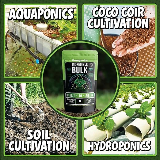 Organic Bloom Booster, Incredible Bulk 0.1-10-25. Organic Vegan Plant Food (1lb)