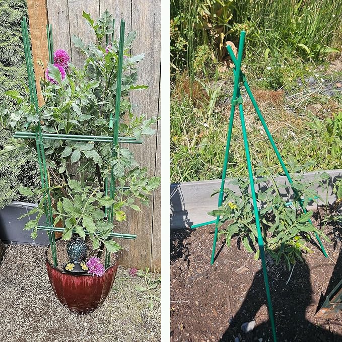 Garden Stakes 13.7 Inch 72 Pack, DIY 4ft 5ft 6ft 7ft 8ft Tomato Stakes Plastic Coated Metal Plant Sticks Stakes Supports for Indoor Outdoor Plants Vegetable