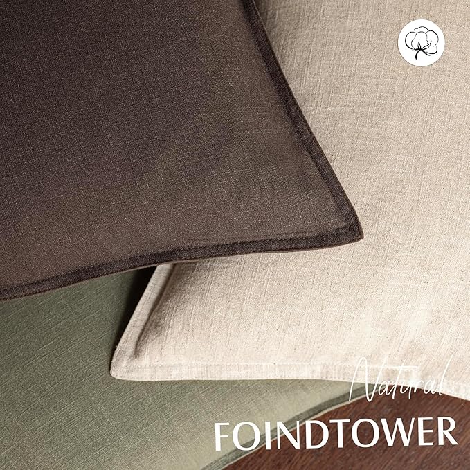 Foindtower Pack of 2, Decorative Linen Soild Throw Pillow Covers Soft Accent Cushion Case Boho Farmhouse Neutral Pillowcase for Couch Sofa Bedroom Living Room Home Decor 12 x 20 Inch Reddish Brown