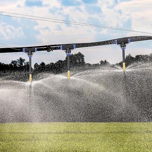 MorningRo 98 ft Drip Irrigation Kit, 5/16" Tube Automatic Watering System with 30pcs 360° Adjustable Brass Nozzles, Water Saving DIY for Garden, Lawn, Yard, Greenhouse Plants
