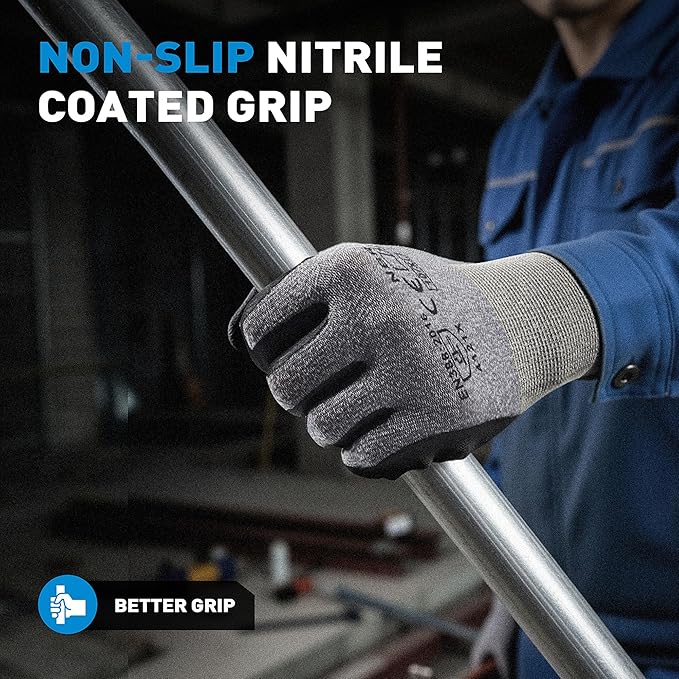 S SATC Safety Work Gloves Foam Nitrile Coated Touchscreen Knit Nylon Gloves for Men & Women, Ideal for Gardening, Warehouse