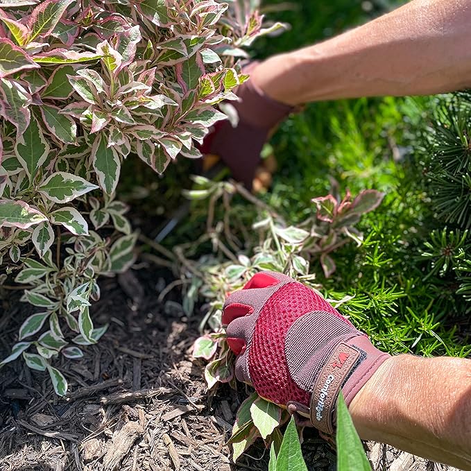 Wells Lamont Women's Breathable ComfortHyde Leather Hybrid Work Gardening Gloves, Medium (7872M)
