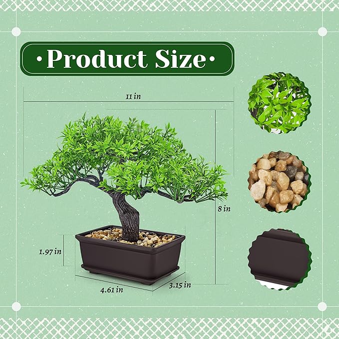 Der Rose 8 Inch Fake Plants Artificial Bonsai Tree Ficus for Home Office Desk Table Shelf Japanese Zen Decor Indoor