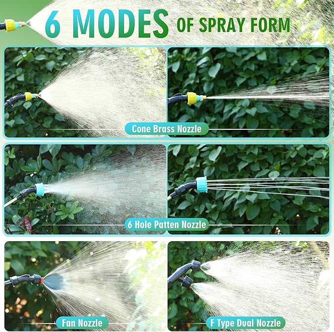 Battery Powered Sprayer 2 Gallon, 7.4V Powerful Electric Garden Sprayer, Rechargeable Weed Yard Lawn Sprayers with 4 Mist Nozzles, Retractable Wand, Adjustable Shoulder Strap