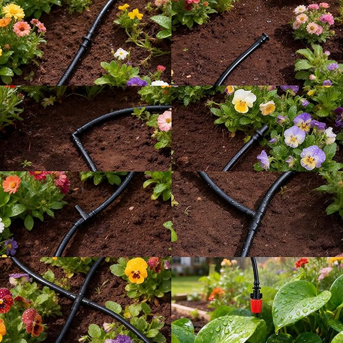 RedChili 260 Pack Drip Irrigation Fittings Kit for 1/4" Tubing, Complete Set with Drip System Barbed Connectors (Misting Nozzles, Nozzle Tees, Single Barbs, Couplings, Tees, Elbows, Plugs, Crosses)
