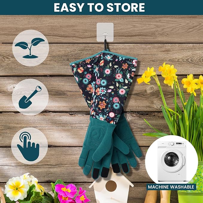 Trifabricy Gardening Gloves for Women, Breathable Leather Garden Gloves with Grip, Thorn-Proof Puncture-Resistant Work Gloves