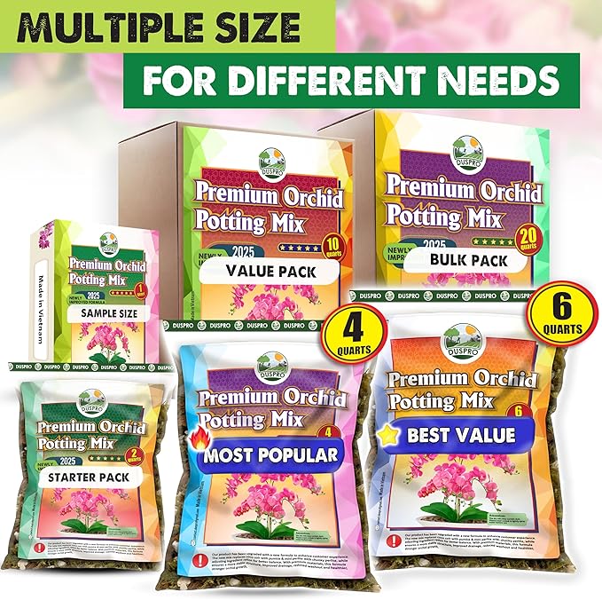 [Upgraded] DUSPRO Orchid Potting Mix for Repotting with Forest Moss, Pine Bark, Perlite & Pumice, Orchid Bark Potting Mix, Orchid Repotting Soil, Drainage Indoor Potting, Orchid Pot Not Included, 10QT