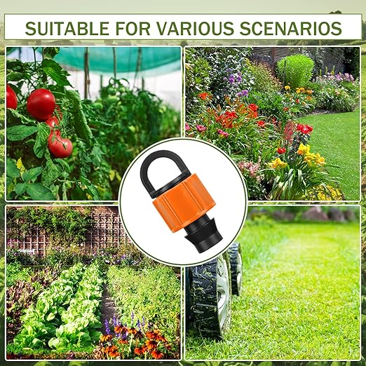 Tondiamo 50 Pcs Garden 5/8" Drip Irrigation Tape Tubing Fittings Kit Include Connector, Tee Coupling, Elbows, End Cap, On/Off Valve Barb for Most 16-17 mm Tubing Irrigation System (Orange)